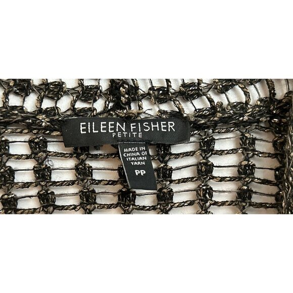 Eileen Fisher Open Knit Metallic Cardigan Sweater Duster Lightweight Long Sleeve - Picture 8 of 11